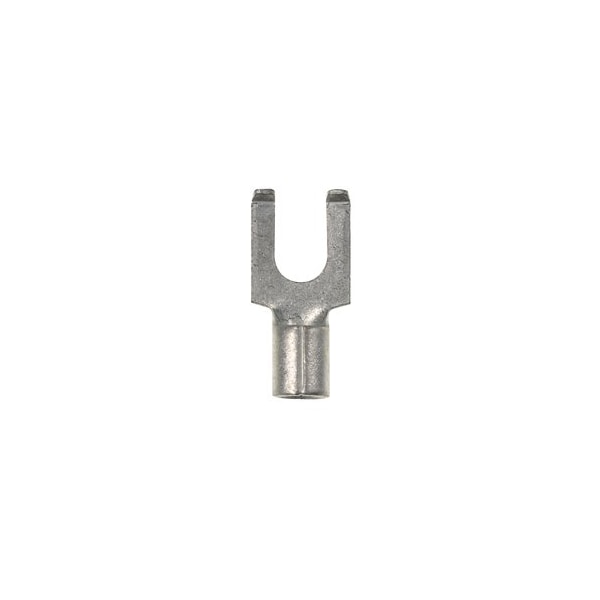Fork Terminal, #6 Stud Size, 14 AWG, 2,000 V, Bare Insulated, Bare, 100 PK